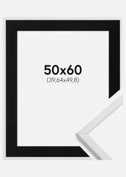 Ramme Galant Hvid 50x60 cm - Passepartout Sort 16x20 inches