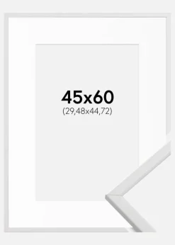 Ramme Galant Hvid 45x60 cm - Passepartout Hvid 12x18 inches