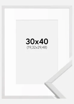 Ramme Galant Hvid 30x40 cm - Passepartout Hvid 8x12 inches