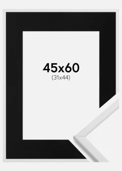 Ramme Galant Hvid 45x60 cm - Passepartout Sort 32x45 cm