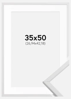 Ramme Galant Hvid 35x50 cm - Passepartout Hvid 11x17 inches