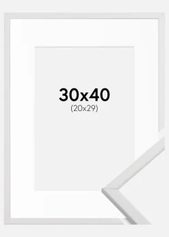 Ramme Galant Hvid 30x40 cm - Passepartout Hvid 21x30 cm