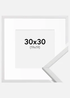 Ramme Galant Hvid 30x30 cm - Passepartout Hvid 20x20 cm