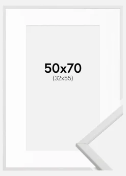 Ramme Galant Hvid 50x70 cm - Passepartout Hvid 33x56 cm