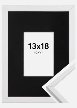 Ramme Galant Hvid 13x18 cm - Passepartout Sort 7x10 cm