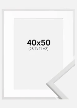 Ramme Galant Hvid 40x50 cm - Passepartout Hvid 29,7x42 cm (A3)