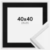 Ramme Galant Hvid 40x40 cm - Passepartout Sort 32x32 cm
