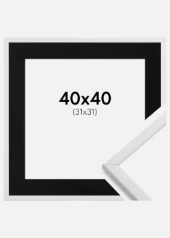 Ramme Galant Hvid 40x40 cm - Passepartout Sort 32x32 cm