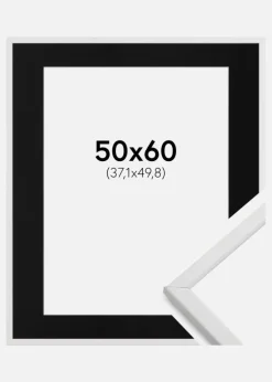 Ramme Galant Hvid 50x60 cm - Passepartout Sort 15x20 inches