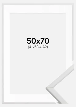 Ramme Galant Hvid 50x70 cm - Passepartout Hvid 42x59,4 cm (A2)