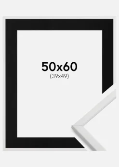Ramme Galant Hvid 50x60 cm - Passepartout Sort 40x50 cm