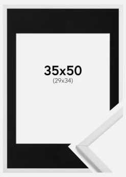 Ramme Galant Hvid 35x50 cm - Passepartout Sort 30x35 cm