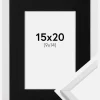 Ramme Galant Hvid 15x20 cm - Passepartout Sort 10x15 cm