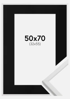 Ramme Galant Hvid 50x70 cm - Passepartout Sort 33x56 cm