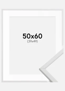 Ramme Galant Hvid 50x60 cm - Passepartout Hvid 40x50 cm