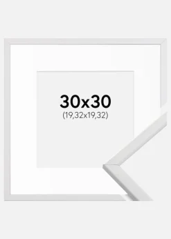 Ramme Galant Hvid 30x30 cm - Passepartout Hvid 8x8 inches