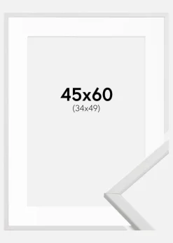 Ramme Galant Hvid 45x60 cm - Passepartout Hvid 35x50 cm