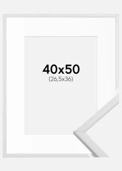 Ramme Galant Hvid 40x50 cm - Passepartout Hvid 27,5x37 cm