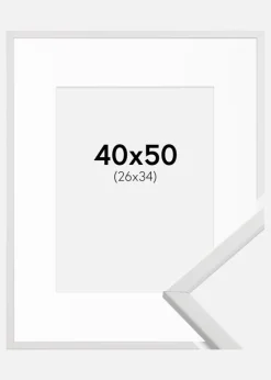 Ramme Galant Hvid 40x50 cm - Passepartout Hvid 27x35 cm