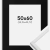 Ramme Galant Hvid 50x60 cm - Passepartout Sort 14x18 inches