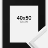 Ramme Galant Hvid 40x50 cm - Passepartout Sort 27x35 cm