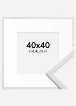 Ramme Galant Hvid 40x40 cm - Passepartout Hvid 10x10 inches