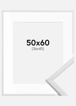 Ramme Galant Hvid 50x60 cm - Passepartout Hvid 37x46 cm