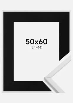 Ramme Galant Hvid 50x60 cm - Passepartout Sort 35x45 cm