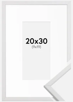 Ramme Galant Hvid 20x30 cm - Passepartout Hvid 10x20 cm