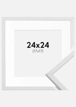 Ramme Galant Hvid 24x24 cm - Passepartout Hvid 18x18 cm