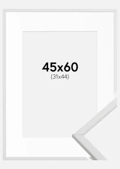 Ramme Galant Hvid 45x60 cm - Passepartout Hvid 32x45 cm
