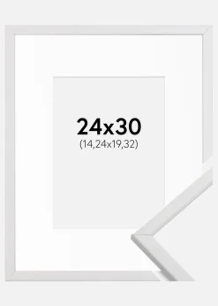 Ramme Galant Hvid 24x30 cm - Passepartout Hvid 6x8 inches