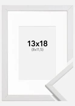 Ramme Galant Hvid 13x18 cm - Passepartout Hvid 9x12 cm
