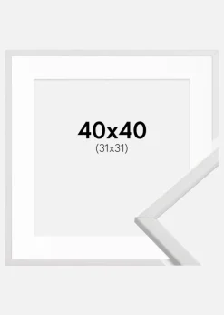 Ramme Galant Hvid 40x40 cm - Passepartout Hvid 32x32 cm