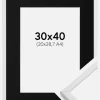 Ramme Galant Hvid 30x40 cm - Passepartout Sort 21x29,7 cm (A4)