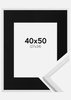 Ramme Galant Hvid 40x50 cm - Passepartout Sort 28x35 cm