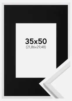 Ramme Galant Hvid 35x50 cm - Passepartout Sort 9x12 inches