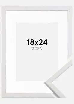 Ramme Galant Hvid 18x24 cm - Passepartout Hvid 13x18 cm