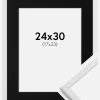 Ramme Galant Hvid 24x30 cm - Passepartout Sort 18x24 cm