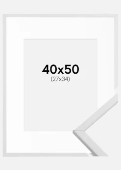 Ramme Galant Hvid 40x50 cm - Passepartout Hvid 28x35 cm