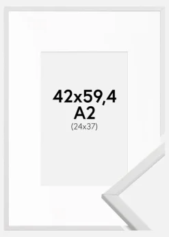 Ramme Galant Hvid 42x59,4 cm (A2) - Passepartout Hvid 25x38 cm