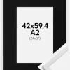 Ramme Galant Hvid 42x59,4 cm (A2) - Passepartout Sort 25x38 cm
