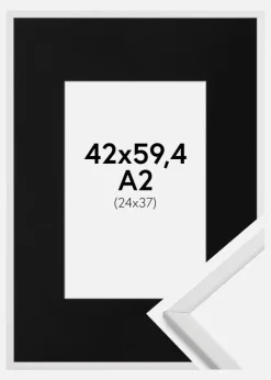 Ramme Galant Hvid 42x59,4 cm (A2) - Passepartout Sort 25x38 cm