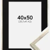 Ramme Galant Sølv 40x50 cm - Passepartout Sort 29,7x42 cm (A3)