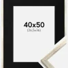Ramme Galant Sølv 40x50 cm - Passepartout Sort 27,5x37 cm