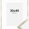 Ramme Galant Sølv 30x40 cm - Passepartout Hvid 20x28 cm