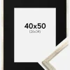 Ramme Galant Sølv 40x50 cm - Passepartout Sort 27x35 cm