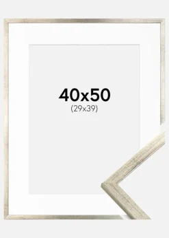 Ramme Galant Sølv 40x50 cm - Passepartout Hvid 30x40 cm