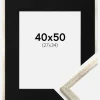 Ramme Galant Sølv 40x50 cm - Passepartout Sort 28x35 cm