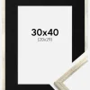 Ramme Galant Sølv 30x40 cm - Passepartout Sort 21x30 cm